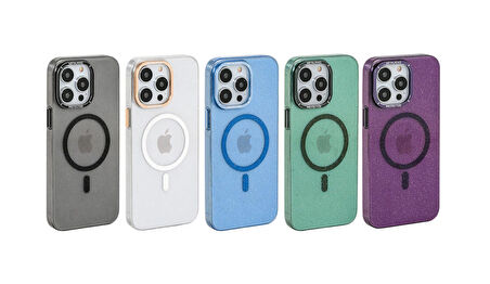 İphone 13 Pro Max Mika Simli Sky Magsafe Telefon Kılıfı Şeffaf