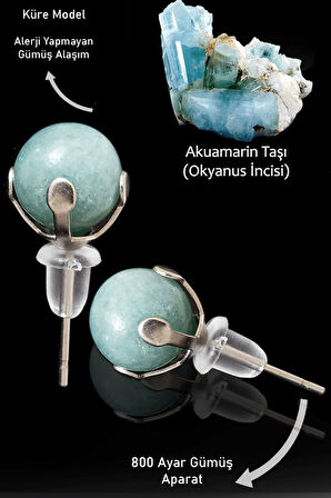 Sertifikalı Gerçek Akuamarin Taşı Nokta Doğal Taş Küpe