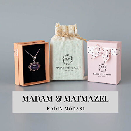 Madam Matmazel Sevgililer Günü Hediyesi Kar Tanesi Zirkon Taşlı Rose Kadın Kolye, 925 Ayar, Baget Zirkon