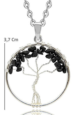Sertifikalı Siyah Turmalin Hayat Ağacı Kolye