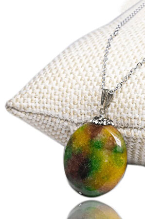 Sertifikalı Zirkon Taşlı Doğal Renkli Kuvars Taşı Kolye