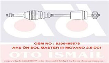 Gkn 303505 Aks Ön Sol Master III-Movano 2.5 DCI ABS'li 51 Diş 8200178624