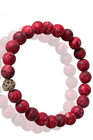 Sertifikalı Ham İşlenmemiş Kırmızı Kuvars Taşı Bileklik - Gümüş Aparatlı