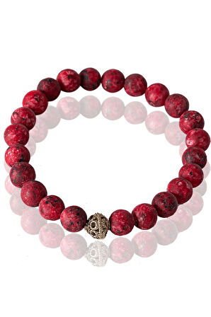 Sertifikalı Ham İşlenmemiş Kırmızı Kuvars Taşı Bileklik - Gümüş Aparatlı