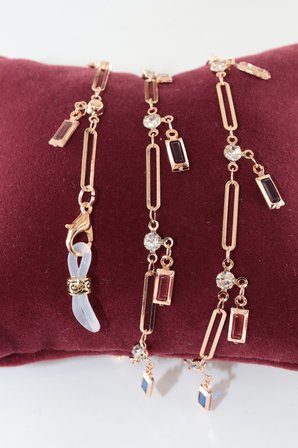 Güzelliğinizin Şahidi Pirinç Gold Renk Kadın Gözlük Zinciri Boncuklu Gözlük İpi Askısı Aksesuarı
