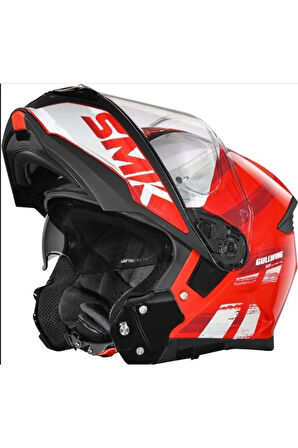 Kask Smk GL363 Gullwing Tourleader Çene Açılır Kırmızı/Beyaz