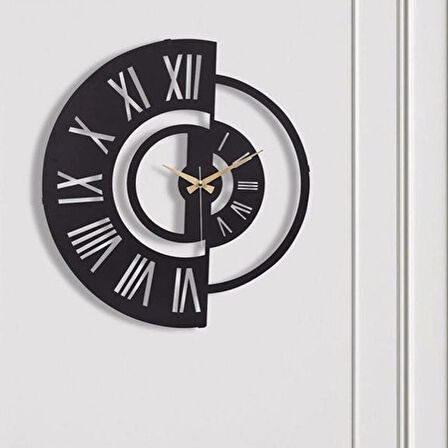 mdf Modern Yarım Daire Tasarımlı MDF Duvar Saati 
