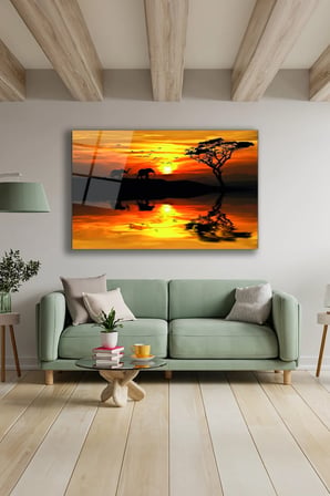 Dekoratif Duvar Tablosu Temperli Cam Tablo 36x23 cm