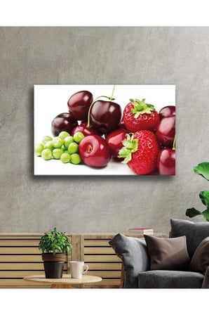 Meyveler Cam Tablo 4mm Dayanıklı Temperli Cam, Fruits Wall Decor