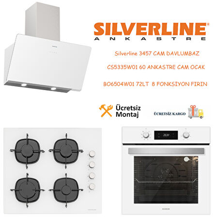 Silverline Beyaz Cam Ankastre Set 3457 - CS5335W01 - BO6504W01