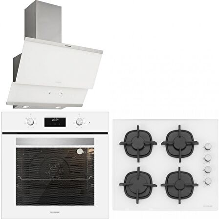 Silverline BO6502W02 - CS5343W01 - 3420 Classy 60 Beyaz Cam Ankastre Set