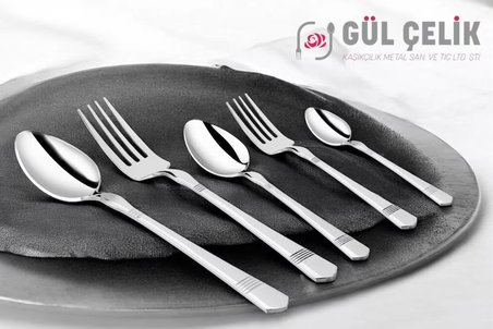 60 Parça 12 Kişilik 18/10 Kalite Çatal Kaşık Seti Alvina Model Lüx 304