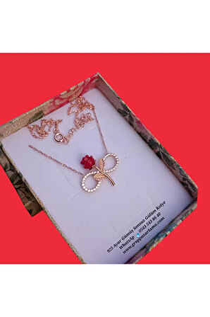 Modahilye 925 Ayar Gümüş Sonsuzluk Gül Rose Gold Kolye