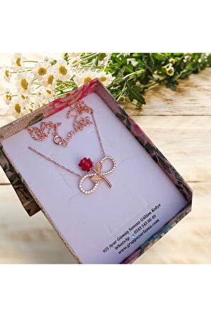 Modahilye 925 Ayar Gümüş Sonsuzluk Gül Rose Gold Kolye