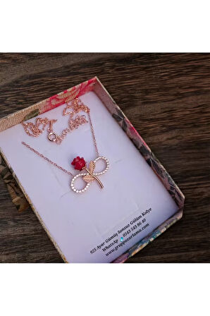 Modahilye 925 Ayar Gümüş Sonsuzluk Gül Rose Gold Kolye