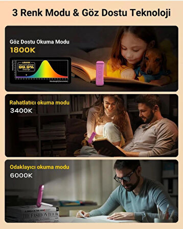 Glocusent USB Şarj Edilebilir LED Kitap Ayracı Arası Okuma Işığı Ayracı Portatif Şarj Edilebilir