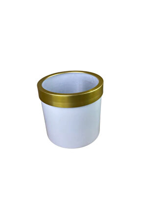 Gold Kemerli 30x30 Beyaz Saksı