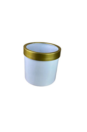 Gold Kemerli 30x30 Beyaz Saksı
