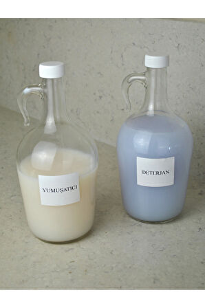 2'Li 1500 Ml Sıvı Deterjan Şişesi Etiketli Cam Galon Şişe 1.5 Litre