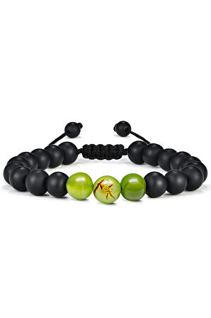 Sertifikalı Doğal Yeşil Akik Oniks Taşı Doğal Taş Bileklik Seti