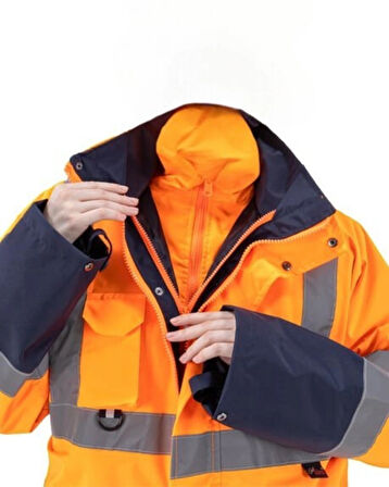 5+1 OXFORD PARKA- İÇİ ÇIKMALI KABAN TURUNCU-LACİVERT