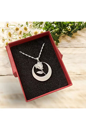 Modahilye 925 Ayar Gümüş Gül Tasarım Kadın Kolye