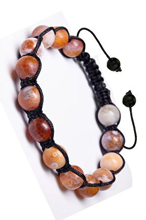 Sertifikalı Kırmızı Beyaz Akik Taşı Doğal Taş Bileklik (brezilya)