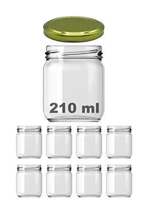 8 Adet 210 ml Metal Gold Altın Konserve Kapaklı Mama Yoğurt Saklama 210 Cc Şeffaf Cam Kavanoz