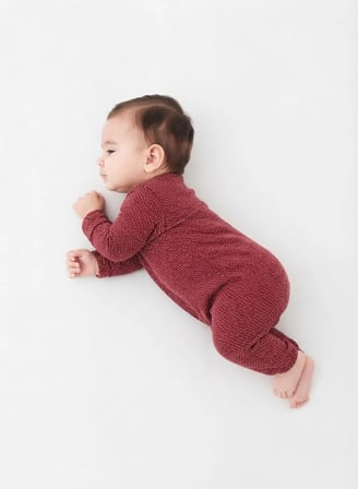 Güler Butik Bebek Tulum Örgü Pamuklu Uzun Kollu Koyu Bordo 0-3 Ay