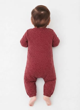 Güler Butik Bebek Tulum Örgü Pamuklu Uzun Kollu Koyu Bordo 0-3 Ay