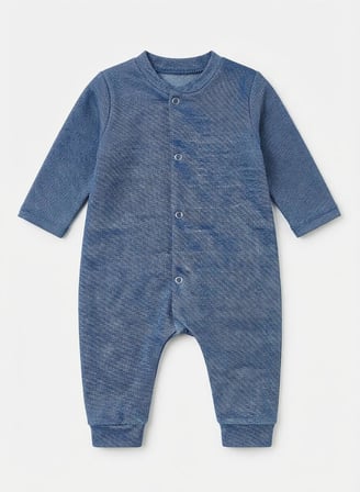 Unisex Bebek Çizgili Soft Dokulu Uzun Kollu Çıtçıtlı Tulum