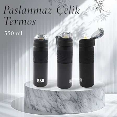 PASLANMAZ ÇELİK PİPETLİ TERMOS MATARA 550 ML SIZDIRMAZ 