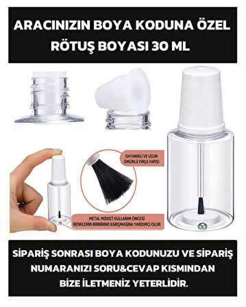 Aracınızın Boya Koduna Özel - Fırçalı Kutuda 1.Kalite Rötuş Boyası 30ml.