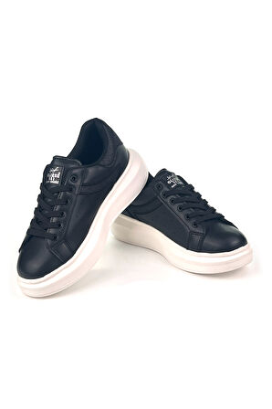 Kadın Siyah Beyaz Simli Rahat Günlük Sneaker Spor Ayakkabı