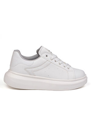 Kadın Beyaz Simli Rahat Günlük Sneaker Spor Ayakkabı