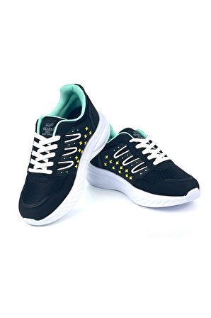 Kadın Su Yeşili Fileli Günlük Rahat Sneaker Spor Ayakkabı