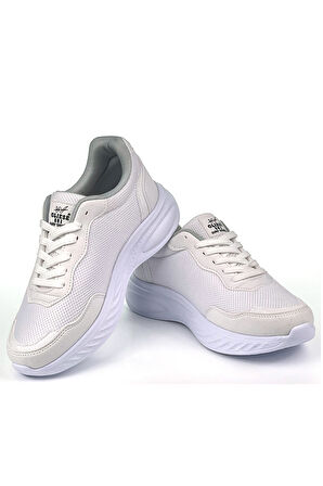 Kadın Beyaz Hafif Fileli Günlük Rahat Sneaker Spor Ayakkabı