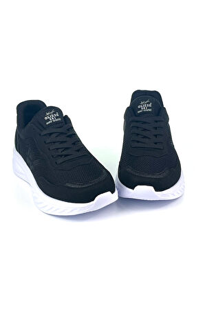Kadın Siyah Beyaz Hafif Fileli Günlük Rahat Sneaker Spor Ayakkabı
