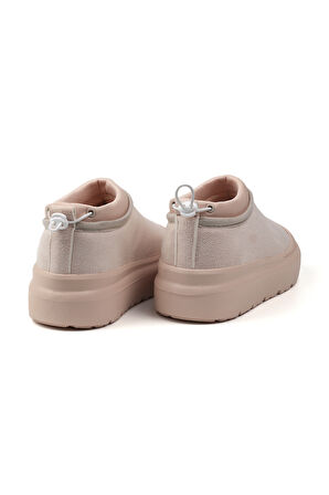 Kadın Krem Süet İçi Kürklü Bot - Kalın Tabanlı, Rahat, Kaymaz, Günlük ve Kışlık