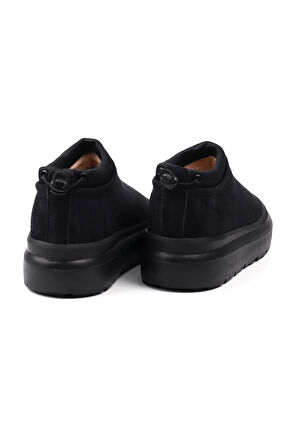 Kadın Siyah Süet İçi Kürklü Bot - Kalın Tabanlı, Rahat, Kaymaz, Günlük ve Kışlık