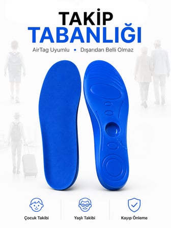 Gözcü Mobil Boş Takip Cihazı Ayakkabı Tabanlık Tag Takip Cihaz Yuvalı Bot Ayakkabı Yumuşak Rahat Ortopedik Konforlu Sinyal Engellemez