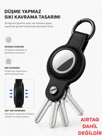 Gözcü Mobil Boş Airtag Kılıfı Deri Anahtarlık Araba ve Anahtar Çok Amaçlı Suya Dayanıklı Premium Kalite Airtag Kabı Takip Cihazı Anahtarlık Tam Koruma Deri Kılıf