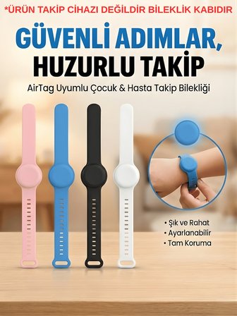 Gözcü Mobil Airtag Yuvalı Bileklik Çocuk Yaşlı Alzahimer Demans Takip Cihazı Bilekliği Boş Airtag Yuvalı Renkli