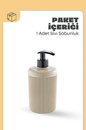 1 Adet Akrilik Sıvı Sabunluk Mutfak Banyo Sabunluk Seti- 450 ml CAM DEĞİLDİR- Bej