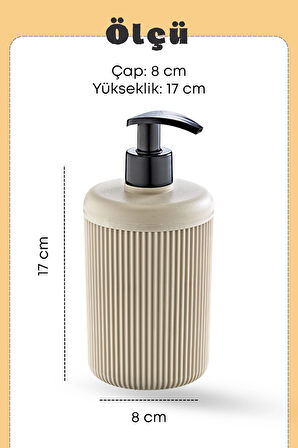 1 Adet Akrilik Sıvı Sabunluk Mutfak Banyo Sabunluk Seti- 450 ml CAM DEĞİLDİR- Bej