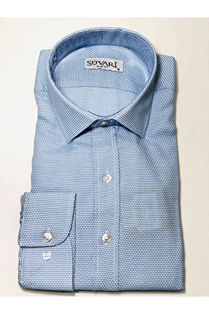 Slim Fit Dar Kalıp Armürlü Pamuk Içerikli Özel Üretim Uzun Kol Gömlek