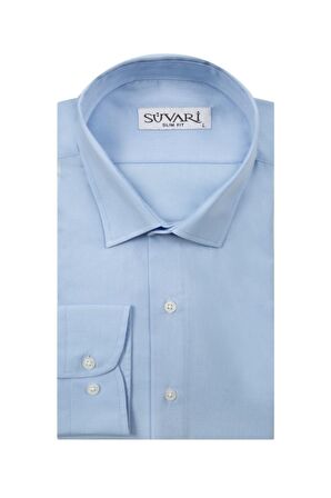 Süvari Slim Fit Açık Mavi Erkek Düz Gömlek