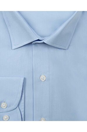 Süvari Slim Fit Açık Mavi Erkek Düz Gömlek