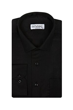 Süvari Armür Desenli Siyah Erkek Gömlek Bol Kesim