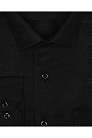 Süvari Armür Desenli Siyah Erkek Gömlek Bol Kesim